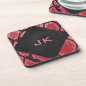 Monogram Snake Black en Red Print Drankjes Onderzetter (Linkerzijde)