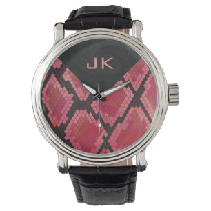 Monogram Snake Black en Red Print Horloge