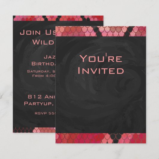 Monogram Snake Black en Red Print Kaart (Voorkant / Achterkant)