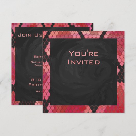 Monogram Snake Black en Red Print Kaart (Voorkant / Achterkant)