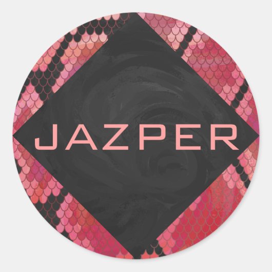 Monogram Snake Black en Red Print Ronde Sticker (Voorkant)