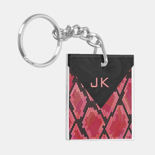 Monogram Snake Black en Red Print Sleutelhanger (Voorkant Links)