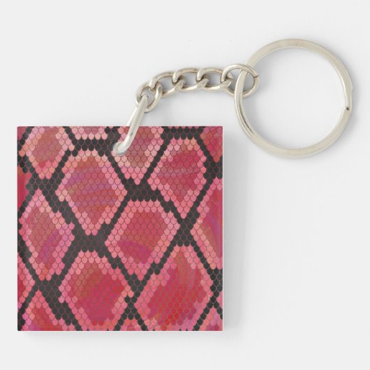 Monogram Snake Black en Red Print Sleutelhanger (Achterkant)