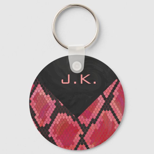 Monogram Snake Black en Red Print Sleutelhanger (Voorkant)