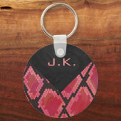 Monogram Snake Black en Red Print Sleutelhanger (Voorkant)