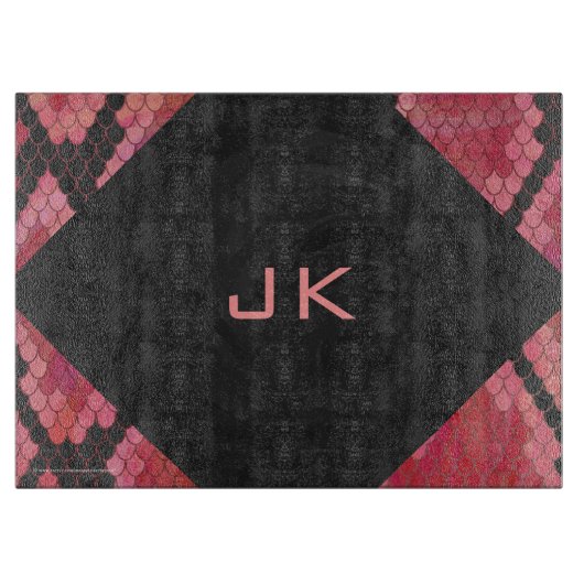 Monogram Snake Black en Red Print Snijplank (Voorkant)