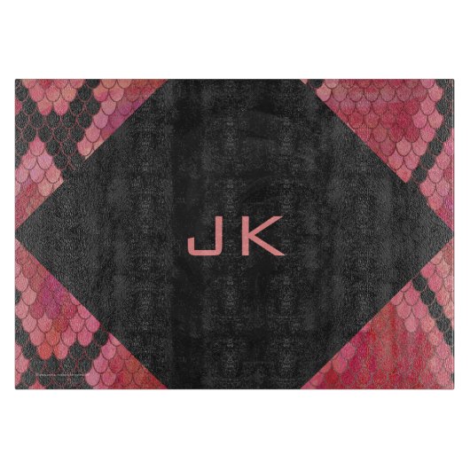 Monogram Snake Black en Red Print Snijplank (Voorkant)