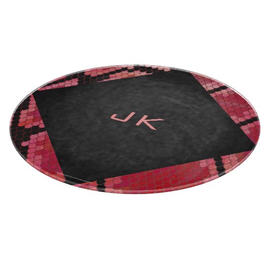 Monogram Snake Black en Red Print Snijplank (Hoek)