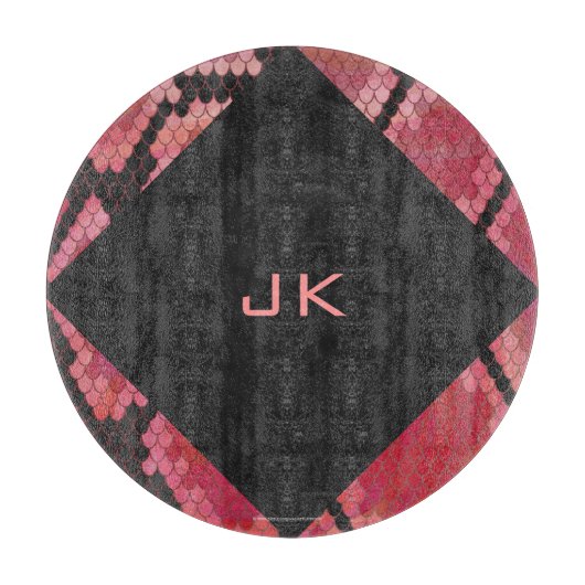 Monogram Snake Black en Red Print Snijplank (Voorkant)
