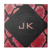 Monogram Snake Black en Red Print Tegeltje (Voorkant)