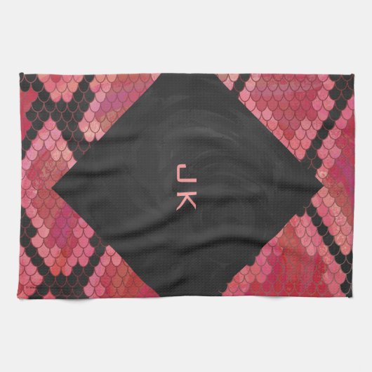 Monogram Snake Black en Red Print Theedoek (Horizontaal)