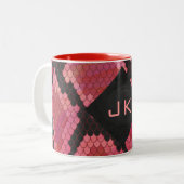 Monogram Snake Black en Red Print Tweekleurige Koffiemok (Voorkant links)