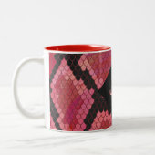 Monogram Snake Black en Red Print Tweekleurige Koffiemok (Links)