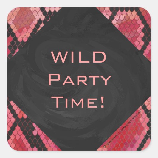 Monogram Snake Black en Red Print Vierkante Sticker (Voorkant)