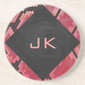 Monogram Snake Black en Red Print Zandsteen Onderzetter (Voorkant)