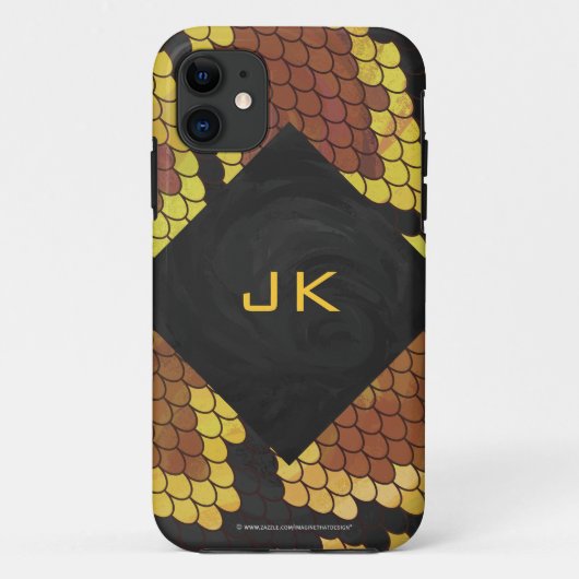 Monogram Snake Brown and Gold Print Case-Mate iPhone Case (Achterkant)