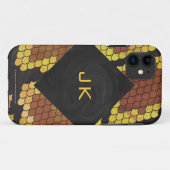 Monogram Snake Brown and Gold Print Case-Mate iPhone Case (Achterkant (horizontaal))