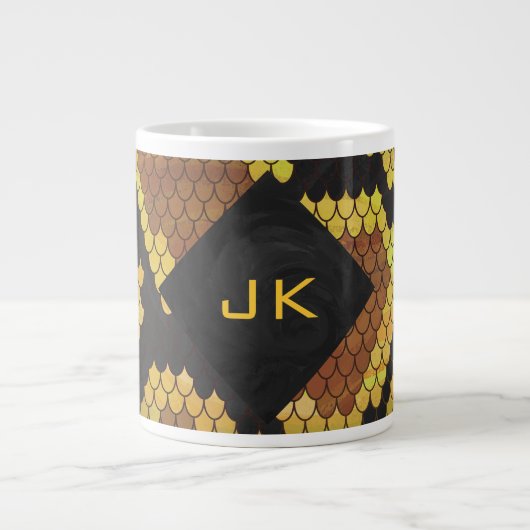 Monogram Snake Brown and Gold Print Grote Koffiekop (Voorkant)