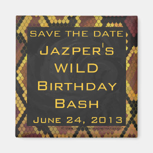 Monogram Snake Brown and Gold Print Magneet