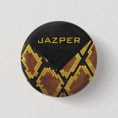 Monogram Snake Brown and Gold Print Ronde Button 3,2 Cm (Voorkant)