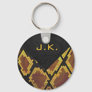 Monogram Snake Brown and Gold Print Sleutelhanger