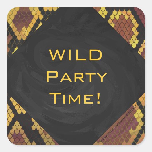 Monogram Snake Brown and Gold Print Vierkante Sticker (Voorkant)