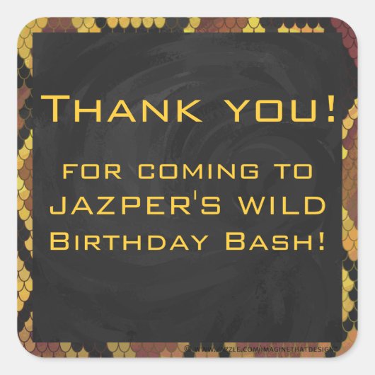 Monogram Snake Brown and Gold Print Vierkante Sticker (Voorkant)