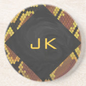 Monogram Snake Brown and Gold Print Zandsteen Onderzetter (Voorkant)
