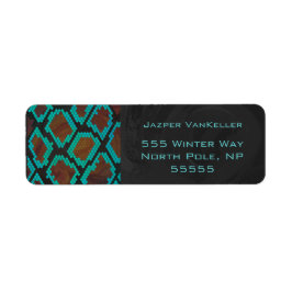 Monogram Snake Brown en Blauwgroen print Etiket