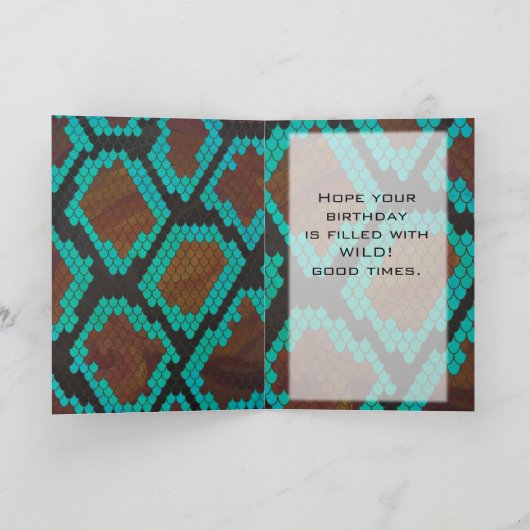 Monogram Snake Brown en Blauwgroen print Kaart (Binnen)