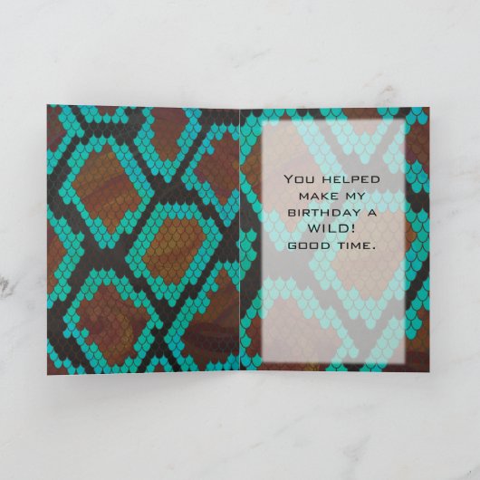 Monogram Snake Brown en Blauwgroen print Kaart (Binnen)