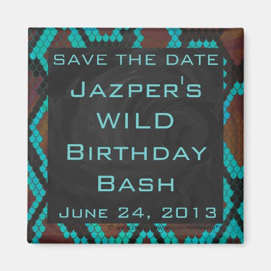 Monogram Snake Brown en Blauwgroen print Magneet (Voorkant)