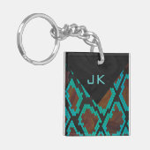 Monogram Snake Brown en Blauwgroen print Sleutelhanger (Voorkant Links)