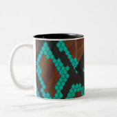 Monogram Snake Brown en Blauwgroen print Tweekleurige Koffiemok (Links)