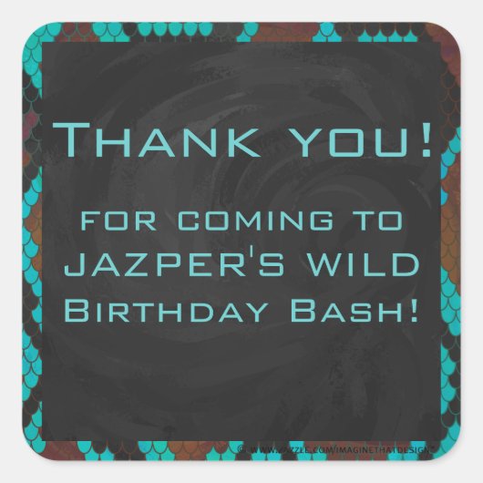 Monogram Snake Brown en Blauwgroen print Vierkante Sticker (Voorkant)