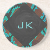 Monogram Snake Brown en Blauwgroen print Zandsteen Onderzetter (Voorkant)