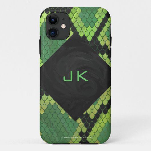 Monogram Snake Green en Black Case-Mate iPhone Case (Achterkant)