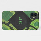 Monogram Snake Green en Black Case-Mate iPhone Case (Achterkant (horizontaal))