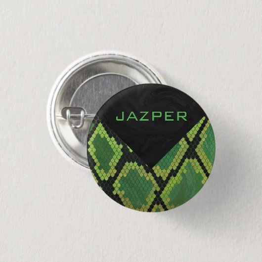Monogram Snake Green en Black Ronde Button 3,2 Cm (Voorkant /achterkant)