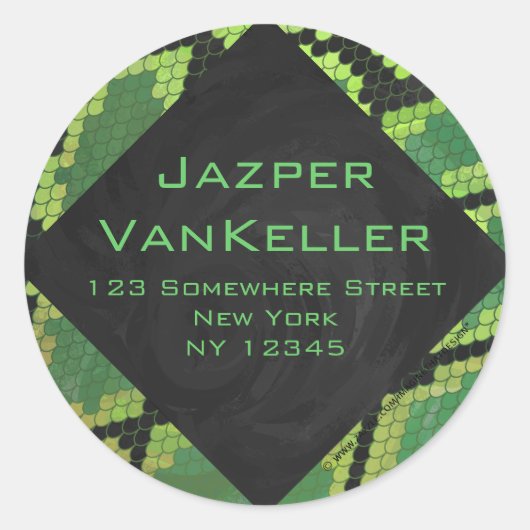 Monogram Snake Green en Black Ronde Sticker (Voorkant)
