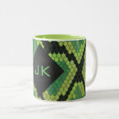 Monogram Snake Green en Black Tweekleurige Koffiemok (Voorkant rechts)