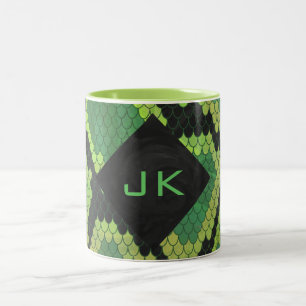 Monogram Snake Green en Black Tweekleurige Koffiemok