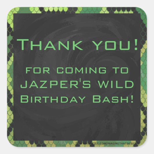 Monogram Snake Green en Black Vierkante Sticker (Voorkant)