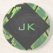 Monogram Snake Green en Black Zandsteen Onderzetter (Voorkant)