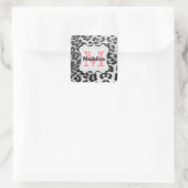 Monogram sneeuwluipaard vierkante sticker (Tas)