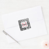 Monogram sneeuwluipaard vierkante sticker (Envelop)