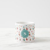 Monogram Sneeuwman & Snoep Patroon 6oz Espresso Ko Kop (Voorkant)