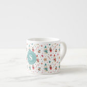 Monogram Sneeuwman & Snoep Patroon 6oz Espresso Ko Kop (Voorkant rechts)