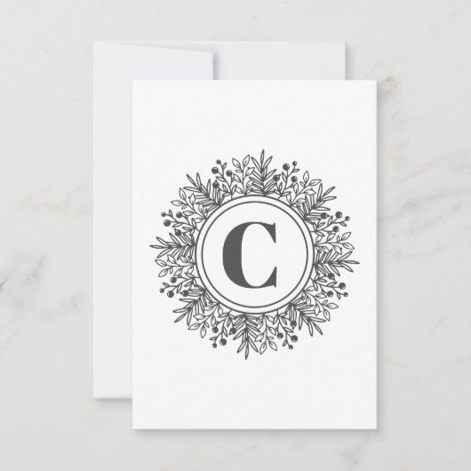 Monogram Sneeuwvlok Kerstmis Bedankkaart (Voorkant)