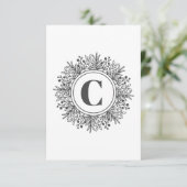 Monogram Sneeuwvlok Kerstmis Bedankkaart (Staand voorkant)
